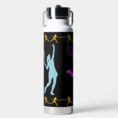 FrauenTennis Lila, blau und orange schwarz Trinkflasche (Vorderseite)