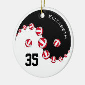 Frauenvolleyball Yin Yang personalisiert Keramikornament (Links)