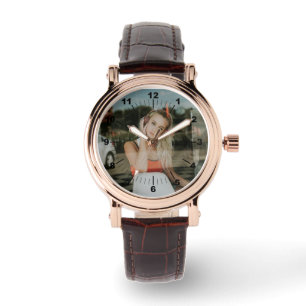 Frauenwache - Personalisiertes braunes Leder auf d Armbanduhr