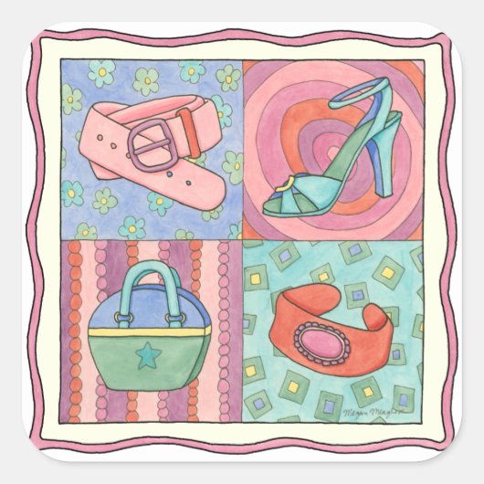 Frauenzubehör von Chariklia Zarris Quadratischer Aufkleber (Vorderseite)