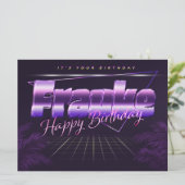 Frauke Name Vorname lila retro Karte Geburtstag (Stehend Vorderseite)