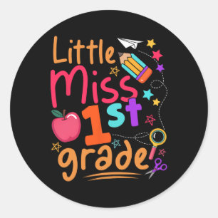 Fräulein 1. Klasse erster Schultag zurück in die S Runder Aufkleber