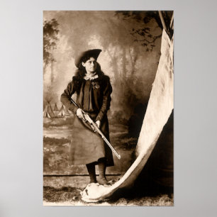 Fräulein Annie Oakley mit Gewehr, Vintage-Foto-Por Poster