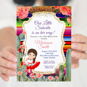 Fräulein Fiesta Baby Shower Goldene Mädchen Einlad Einladung