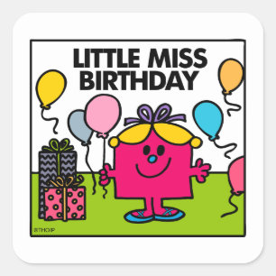 Fräulein Geburtstag Geschenke & Luftballons Quadratischer Aufkleber