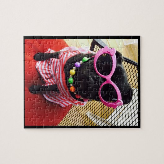 Fräulein Harley Black Pug Puzzle (Horizontal)