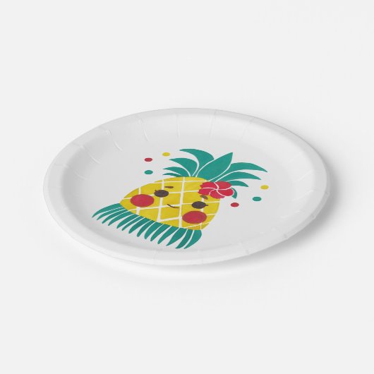 Fräulein Hawaiian Pineapple Pappteller (Schrägansicht)