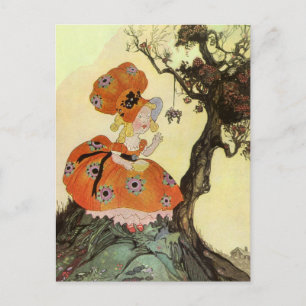 Fräulein Muffet & Spinne, Vintage Mother Goose Postkarte
