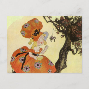 Fräulein Muffet & Spinne, Vintage Mother Goose Postkarte
