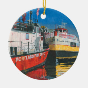 Fräulein Portland-Feuerlöschboot und Casco Bay-Fäh Keramik Ornament