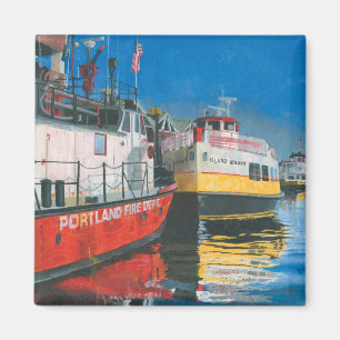 Fräulein Portland-Feuerlöschboot und Casco Bay-Fäh Magnet