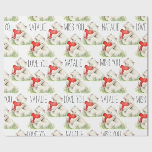 Fräulein Sie personalisierte Bärnherz Geschenkpapier (Flach)