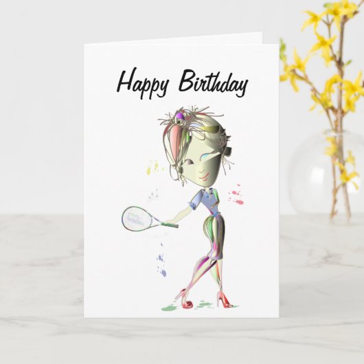 Fräulein-Sitz Mädchen spielt Karte (Gelbe Blume)