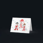 Fräulein Snowman, Schneemann-Kinderwunderliche Feiertagskarte<br><div class="desc">Steht glückliche Fräulein Snowman oder Schnee-Frau im Schnee mit ihren zwei KinderSchneemännern, die zu den Leuten lächeln und wellenartig bewegen, die vorbei überschreiten. Dieser Kartenentwurf würde für ziemlich genau jede mögliche Gelegenheit groß sein, die Sie wollen, um zu schicken ein Lächeln jemand Weise. Addieren Sie Text und machen Sie ihn...</div>