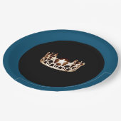 Fräulein USA reden aquamarine u. Goldkrone 9" Pappteller (Schrägansicht)