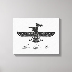 FrauLifeFreedom Faravahar Black Canvas Print Leinwanddruck