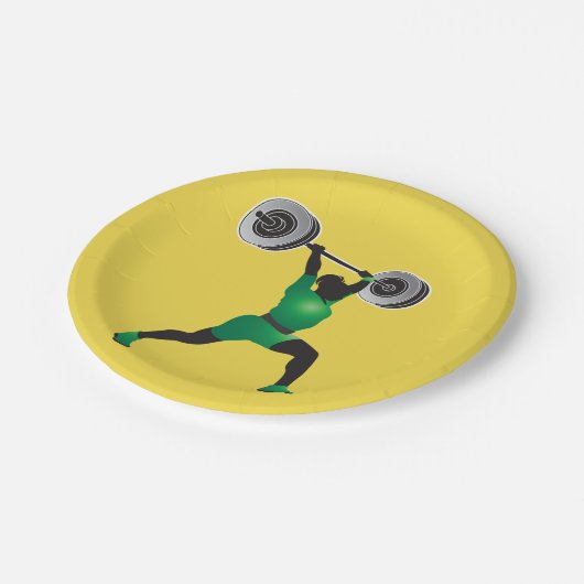 Frauweightlifting-Papier-Teller Pappteller (Schrägansicht)