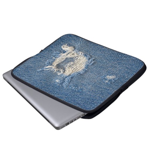 Frayed Blue Denim Laptopschutzhülle (Vorne Knopf)