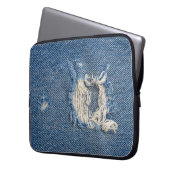 Frayed Blue Denim Laptopschutzhülle (Vorderseite Links)