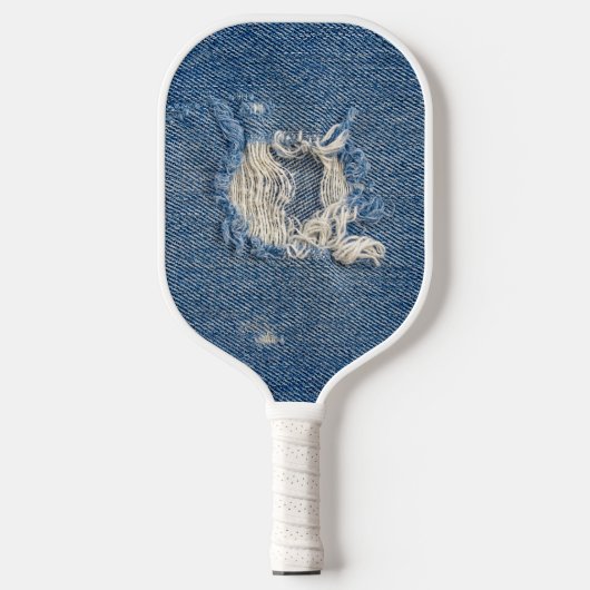 Frayed Blue Denim Pickleball Schläger (Vorderseite)
