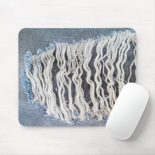 Frayed Blue Jean Hole Mousepad (Mit Mouse)