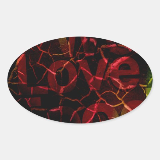 Frayed Edges, Starkes Herz: Unzerbrechliche Liebe Ovaler Aufkleber (Vorderseite)