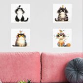 Frazzle Katzen mit Bird Watercolor Wanddrucken Bilderwand Sets (Wohnzimmer)