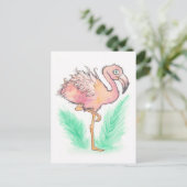 Frazzled Flamingo Postcard Postkarte (Stehend Vorderseite)