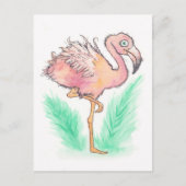 Frazzled Flamingo Postcard Postkarte (Vorderseite)