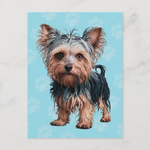 Frazzled Yorkie Dog Postcard Yorkshire Terrier Postkarte