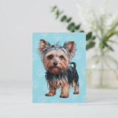 Frazzled Yorkie Dog Postcard Yorkshire Terrier Postkarte (Stehend Vorderseite)