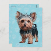 Frazzled Yorkie Dog Postcard Yorkshire Terrier Postkarte (Vorne/Hinten)