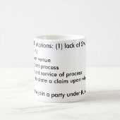 FRCP 12 (B) Bewegungen: (1) Mangel an SMJ (2) Kaffeetasse (Mittel)