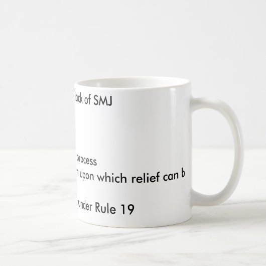 FRCP 12 (B) Bewegungen: (1) Mangel an SMJ (2) Kaffeetasse (Rechts)
