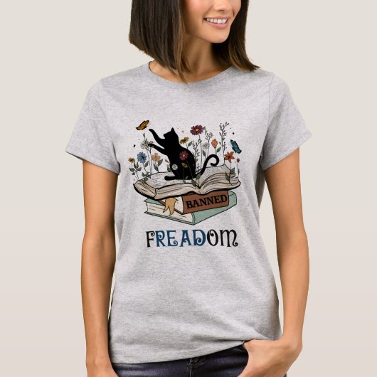 FREADOM - Katzen & Bücher - Ich lese verbotene Büc T-Shirt (Vorderseite)