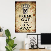 Freak aus und renne Halloween-Poster ab. Poster (Heimbüro)