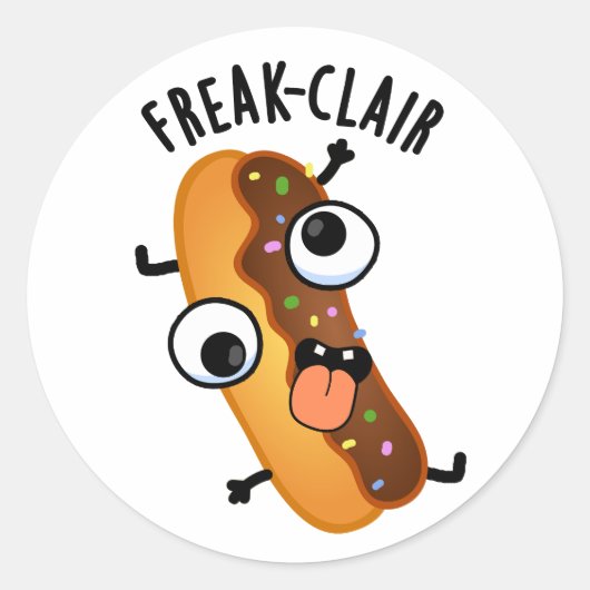 Freak-clair Funny Eclair Pun Runder Aufkleber (Vorderseite)