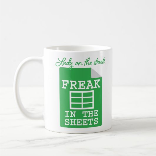 Freak in den Blättern Funny Spreadsheet Kaffeetasse (Links)