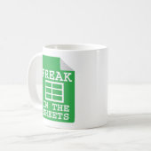 Freak in den Blättern Funny Spreadsheet Kaffeetasse (Vorderseite Links)