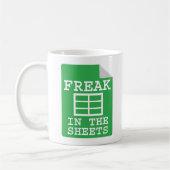 Freak in den Blättern Funny Spreadsheet Kaffeetasse (Links)