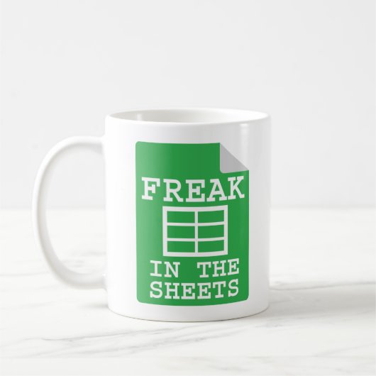 Freak in den Blättern Funny Spreadsheet Kaffeetasse (Links)