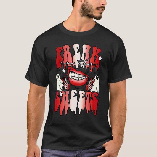 Freak In The Sheets Halloween-Geist T-Shirt (Vorderseite)