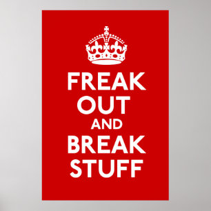 Freak Out And Break Stuff Parody Print Poster