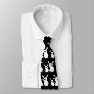 Freaked White bunnies withe red eyes Black pattern Krawatte