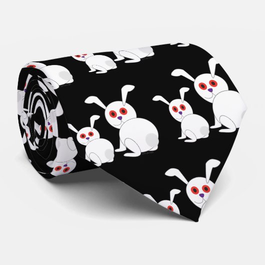 Freaked White bunnies withe red eyes Black pattern Krawatte (Gerollt)