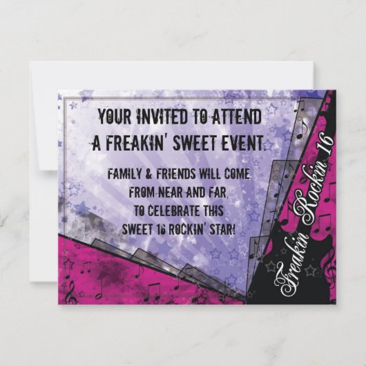 Freakin Rockin 16. Geburtstag Einladung (Vorderseite)