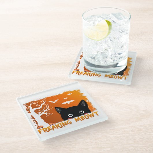 Freaking Meowt Glasuntersetzer (Schrägansicht)