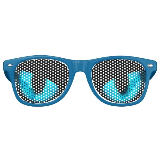 Freaky Blue Cat Eyes Retro Sonnenbrille (Vorderseite)