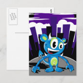 Freaky Blue Monster Postcard Postkarte (Vorne/Hinten)