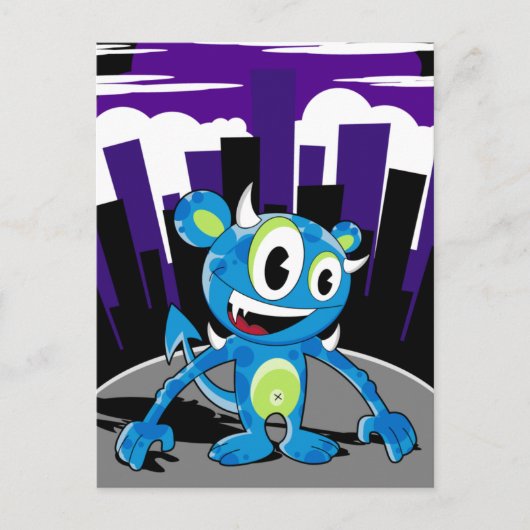 Freaky Blue Monster Postcard Postkarte (Vorderseite)